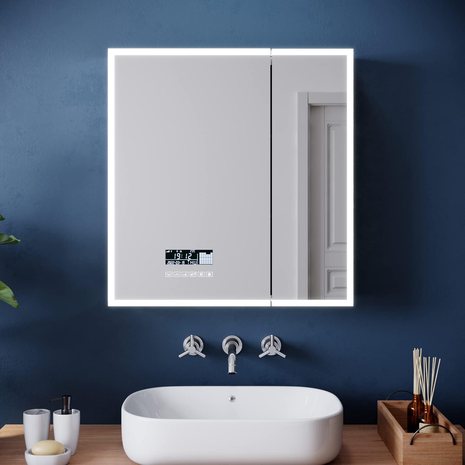 ELEGANT Bathroom Wall with Bluetooth Stainless Steel Wall