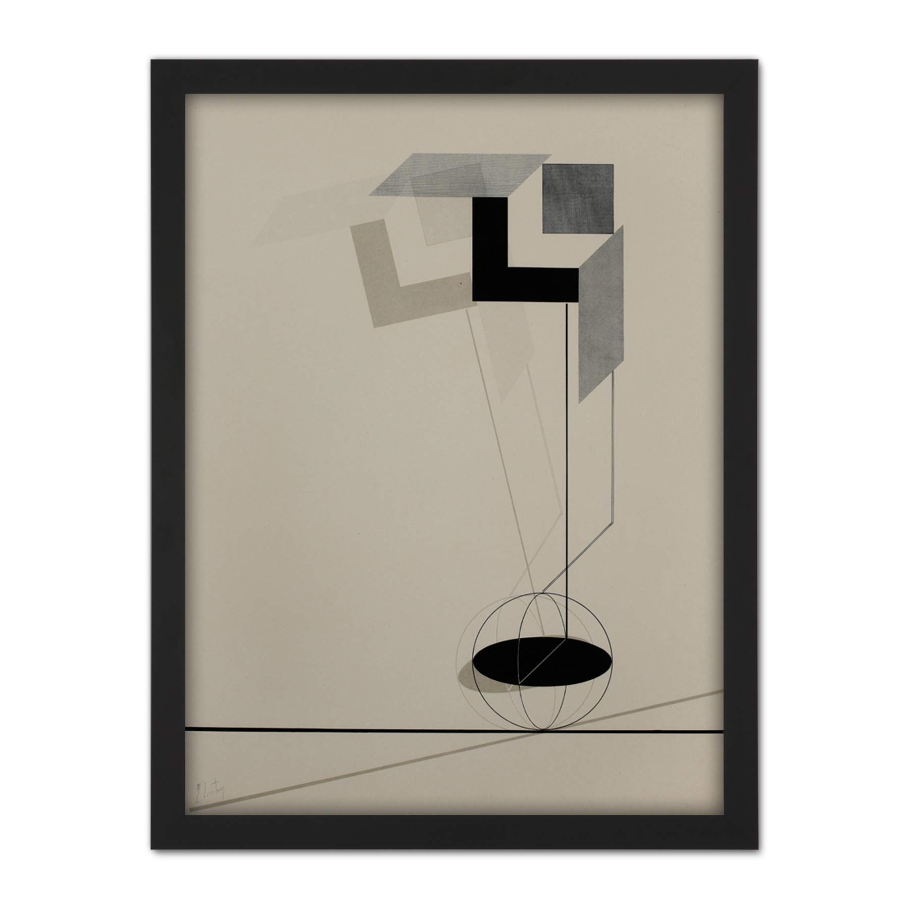 Wee Blue Coo Lazar El Lissitzky Kestnermappe Proun Rob Artwork Framed Wall Art Print 18X24 Inch