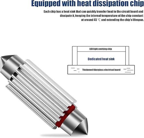 Miniatura 4 de Paquete de 4 bombillas LED, 1.614 in, 4014 12SMD, chipsets de luz de techo, luz de matrícula, bombillas LED sin errores Canbus, luz de mapa, luz de
