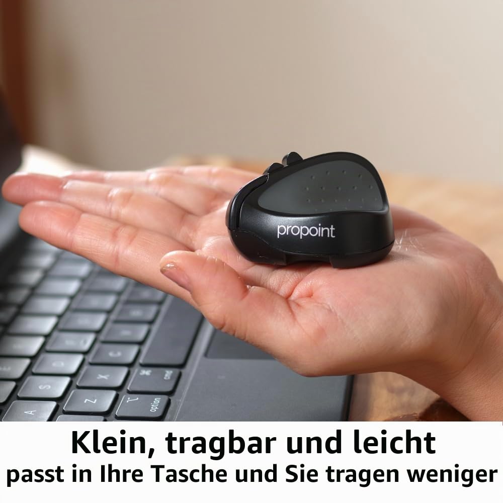 Swiftpoint ProPoint Wireless Ergonomic Mouse & Presentation Clicker with Health Software, Vertical Pen Grip, Virtual Laser Pointer & Spotlight, Compatible with iPad & Includes iOS App, Black/Gray