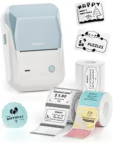 NIIMBOT B1 Etiquetadora com 3 Rolos de Etiquetas de 50 * 30mm, Impressora Térmica Bluetooth Portátil, Rotuladora de Adesivas para Casa, Escritório, Cozinha e Escola, Azul Celeste