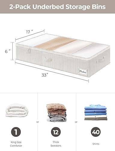Miniatura 3 de StorageWorks Caja de almacenamiento debajo de la cama con ventana transparente y estructura resistente, contenedores de almacenamiento plegables