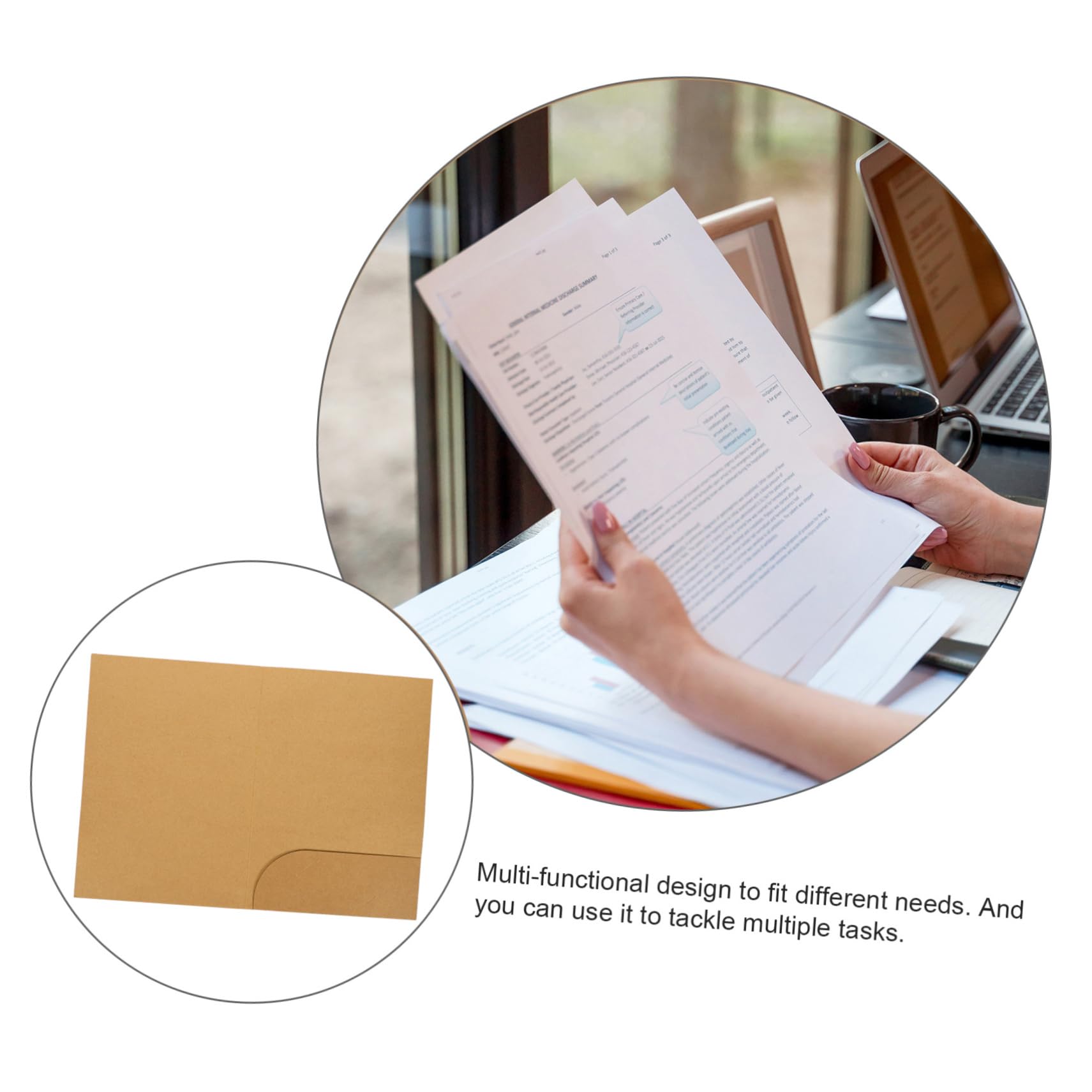 Uonlytech Carpeta de Archivos de Papel Kraft A4 20 Unidades Resistente al Desgaste para Oficina y Estudio Organizador Documentos Presentación