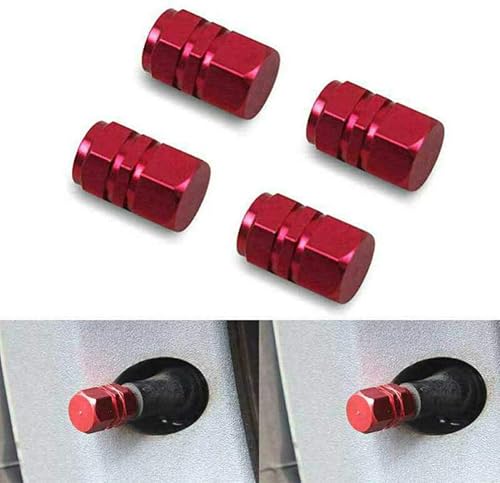 Miniatura 3 de Tapones de válvula de aire de aluminio, 4 unidades, para camión, coche, bicicleta, color rojo