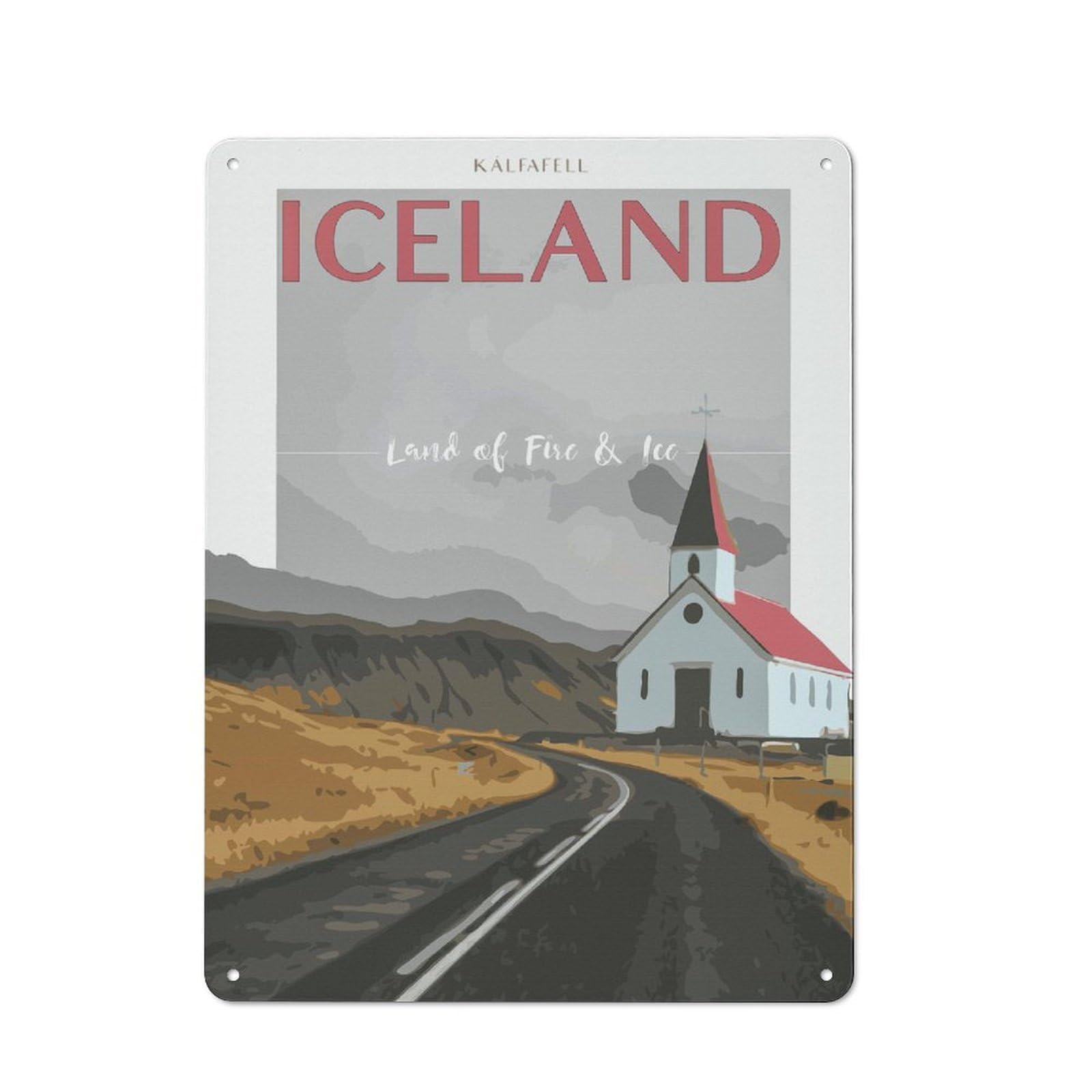 Junmoney Iceland Travel Vintage Retro Kitchen Metal Sign 40X30cm Featuring Bistro Wall Plaque For Restaurant, Kitchen, Counter Or Breakfast Nook