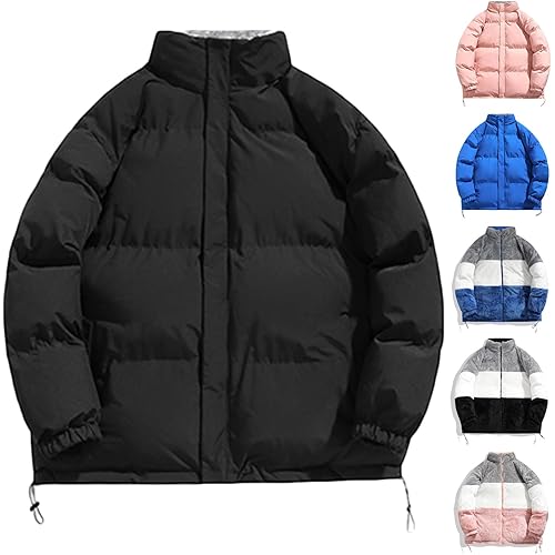 Ruziyoog Men's Puffer Jacket Winter Warm Quilted Down Alternative Coat Windproof Zip Up Lightweight Outerwear