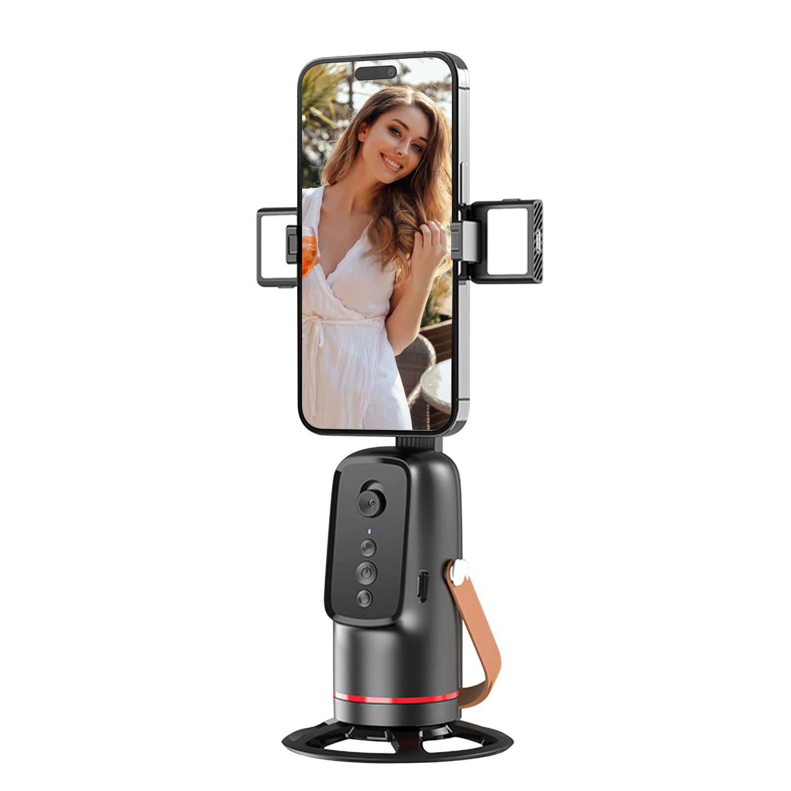 Gimbal per smartphone AI, Bwaliffury Stabilizzatore per iPhone, Android pieghevole, Auto Face Tracking Treppiede per cellulare con tracciamento di rotazione a 360°,Ricaricabile per Registrazione video