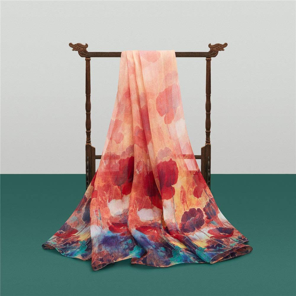 Pañuelos cuadrados de satén, Mujer Bufanda de cuello con estampado satén seda Naranja 175x110CM