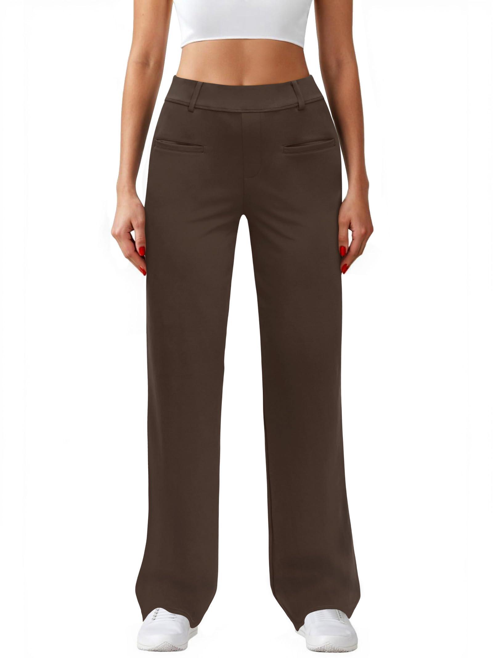 Wide Leg Dress Pants Womens High Waisted Work Pants Business Casual Outfits Office Slacks Trousers with Pockets