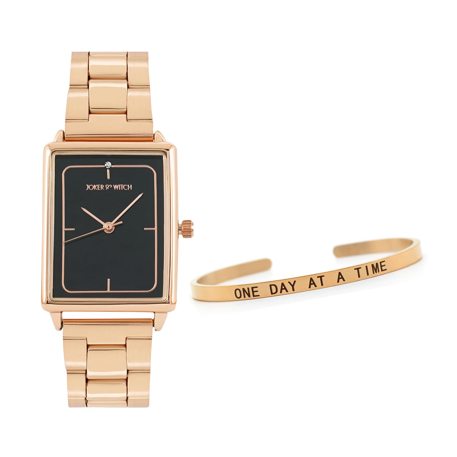 Joker & Witch Stainless Steel Women Cresent Rosegold Analog Watch Bracelet Stack Combo, Black Dial, Rose Gold Band (B0C7L8NLJJ) Amazon Price History, Amazon Price Tracker