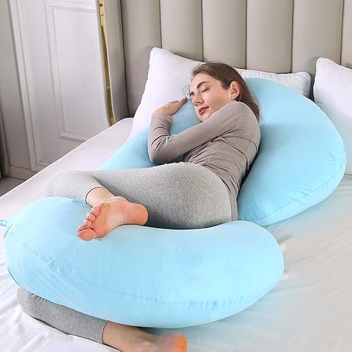 Miniatura 6 de CDEN Almohada de embarazo, almohada de cuerpo completo en forma de C de 52 pulgadas, almohada de maternidad para espalda, piernas, cuello, caderas