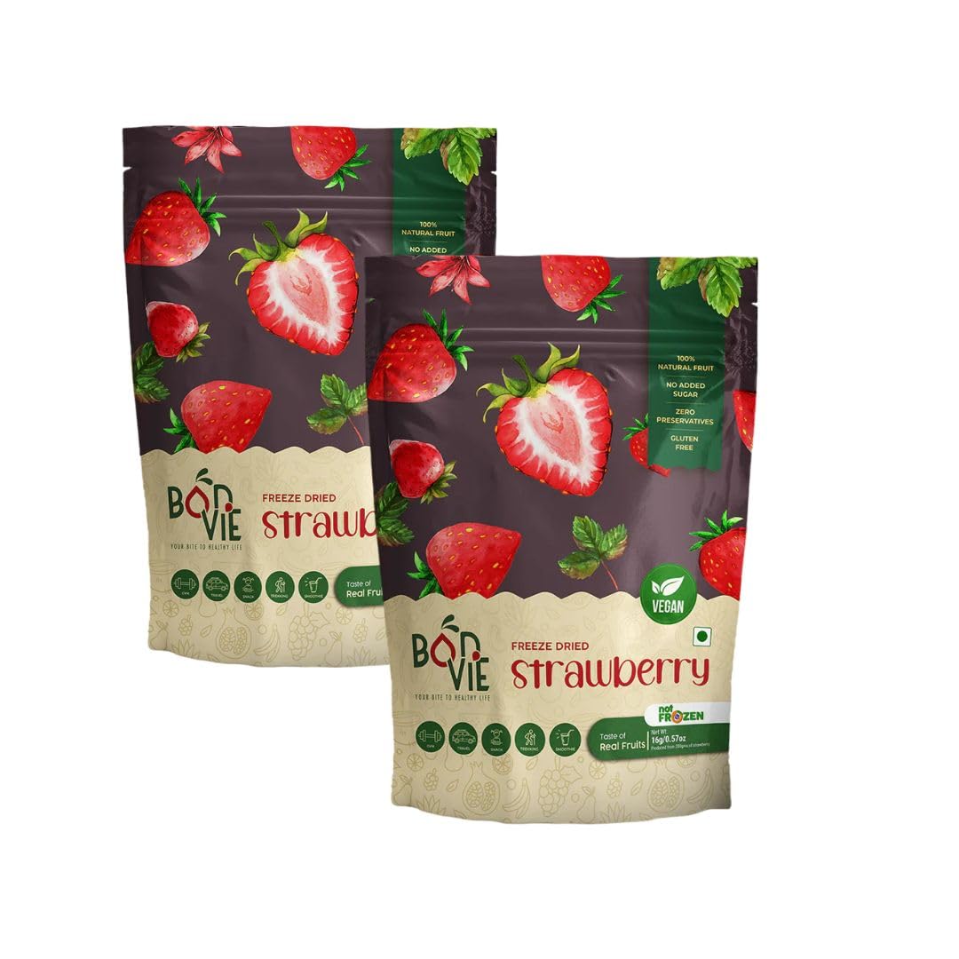 Bonvie Snacks Freeze Dried Strawberry Healthy Frozen Chip Snack 100% Natural No Preservatives (Pack of 2) (B0CKT4QZM1) Amazon Price History, Amazon Price Tracker