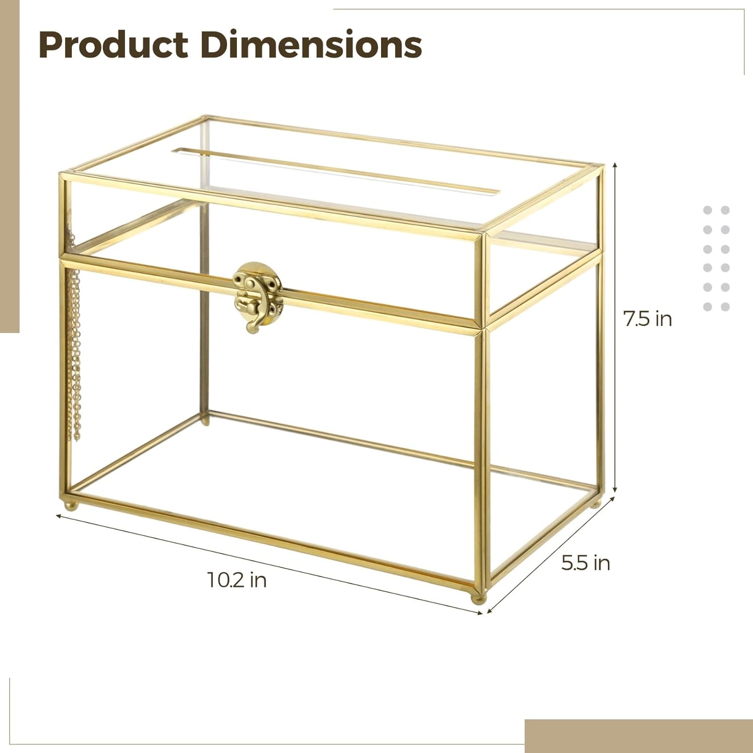 Gold Acrylic Wedding Card Box with Lock and Slot 10.2'' Large Clear Card Box Gift Card Storage Box Perfect for Wedding Receptions Baby Shower Birthday Party Bridal Shower