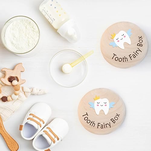 Miniatura 46 de Azbuk Caja de hadas de dientes para niñas con bolsa de fiary, bonita caja de madera tallada con diente 3D, almacena los dientes perdidos para niños