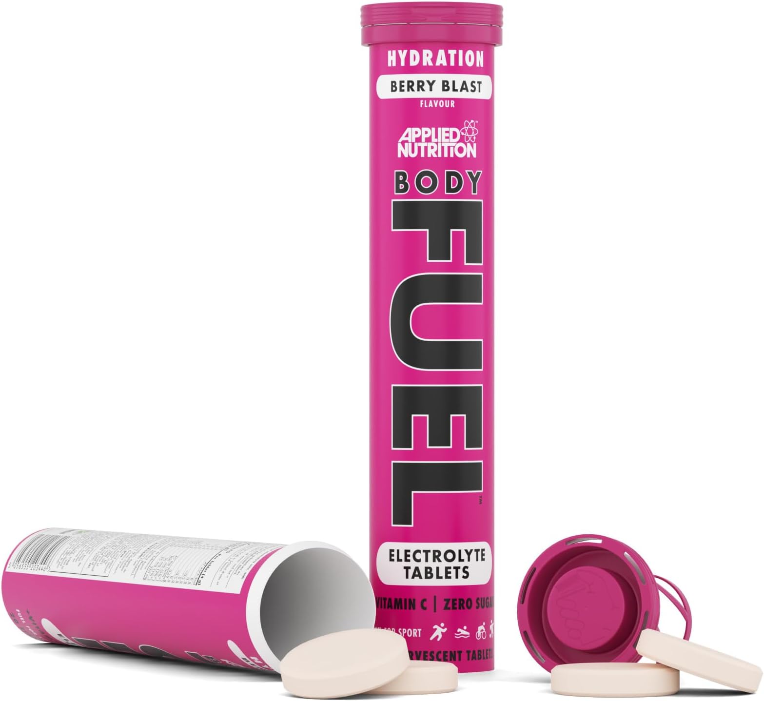 Applied Nutrition Bodyfuel Hydro Rehydration, Vitamin C 1000mg, Effervecent Tablet (1 Packs of 20) (Berry Blast)