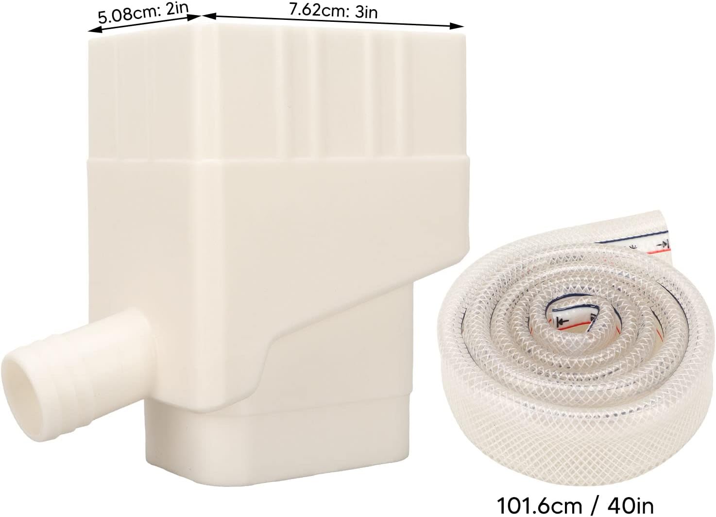 Rainwater Collection System, Rain Barrel Diverter Kit with 40 Hose for Diverting Water, Fits 2x3 Standard Downspout, Rain Diverter Downspout Diverter for Lawn and Garden Watering (White)