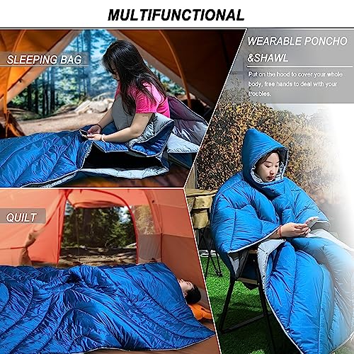 Mydays Outdoor DRAWSTRING Wearable Sleeping Bag Poncho Adult,Waterproof Camping Blankets thumb #4
