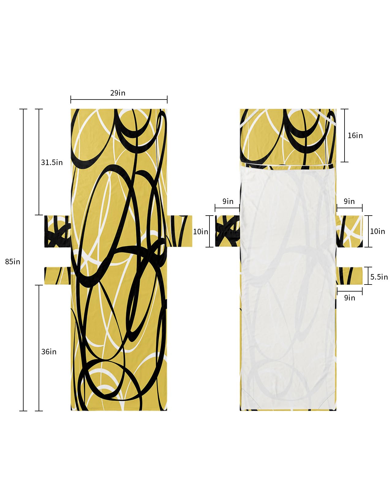 Black Yellow, Beach Lounge Chair Towel Cover, Soft Chaise Lounge Towel with Side Pockets Patio Pool Chairs Cover for Beach/Pool Sunbathing 29x85 Modern Abstract Minimalist Geometric White