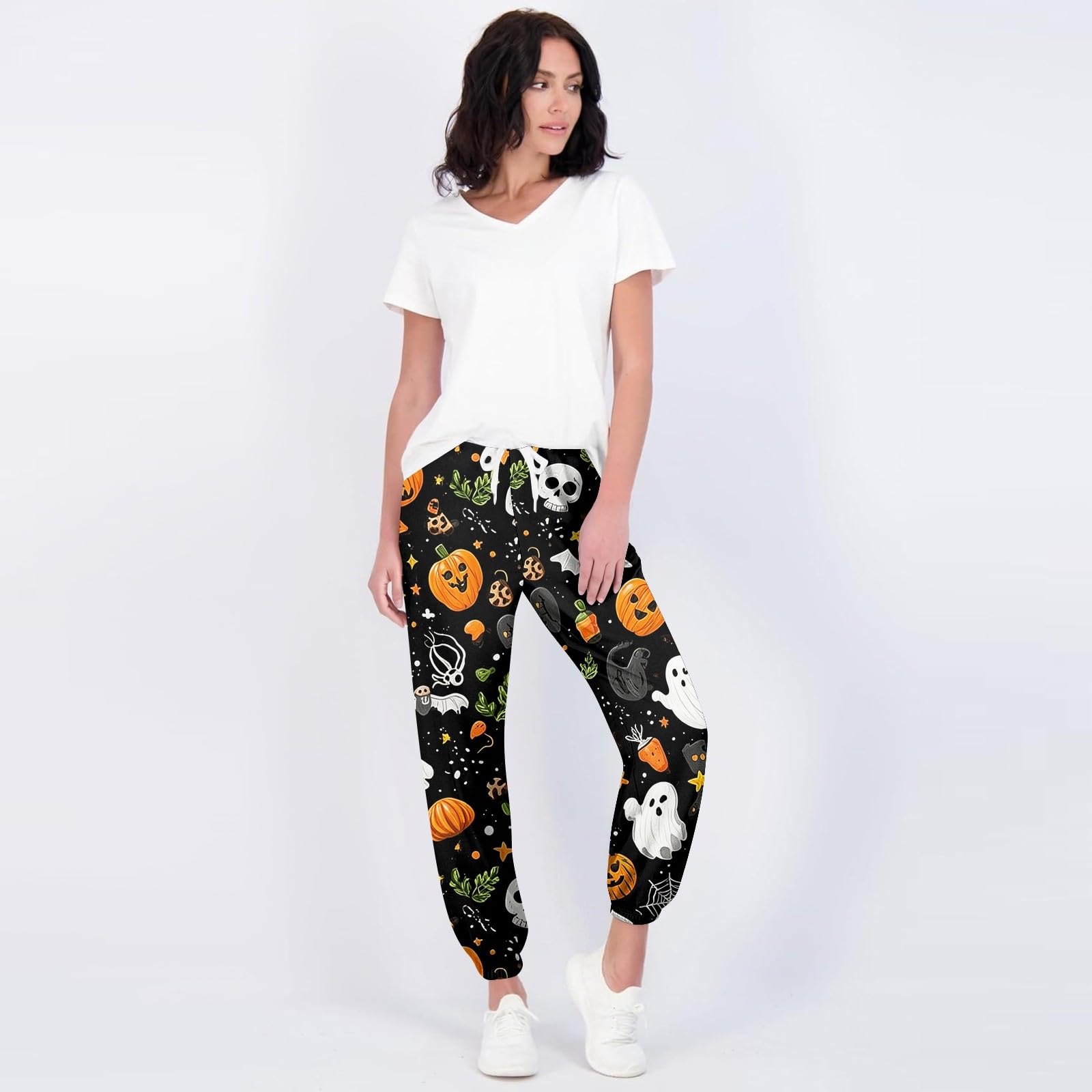 Pantaloni elasticizzati da donna, taglie grandi, streetwear, gamba