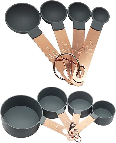 Miniatura 13 de Juego de taza medidora y cuchara medidora, juego de 8 tazas medidoras de líquidos o juego de tazas medidoras en seco, juego de cucharas medidoras