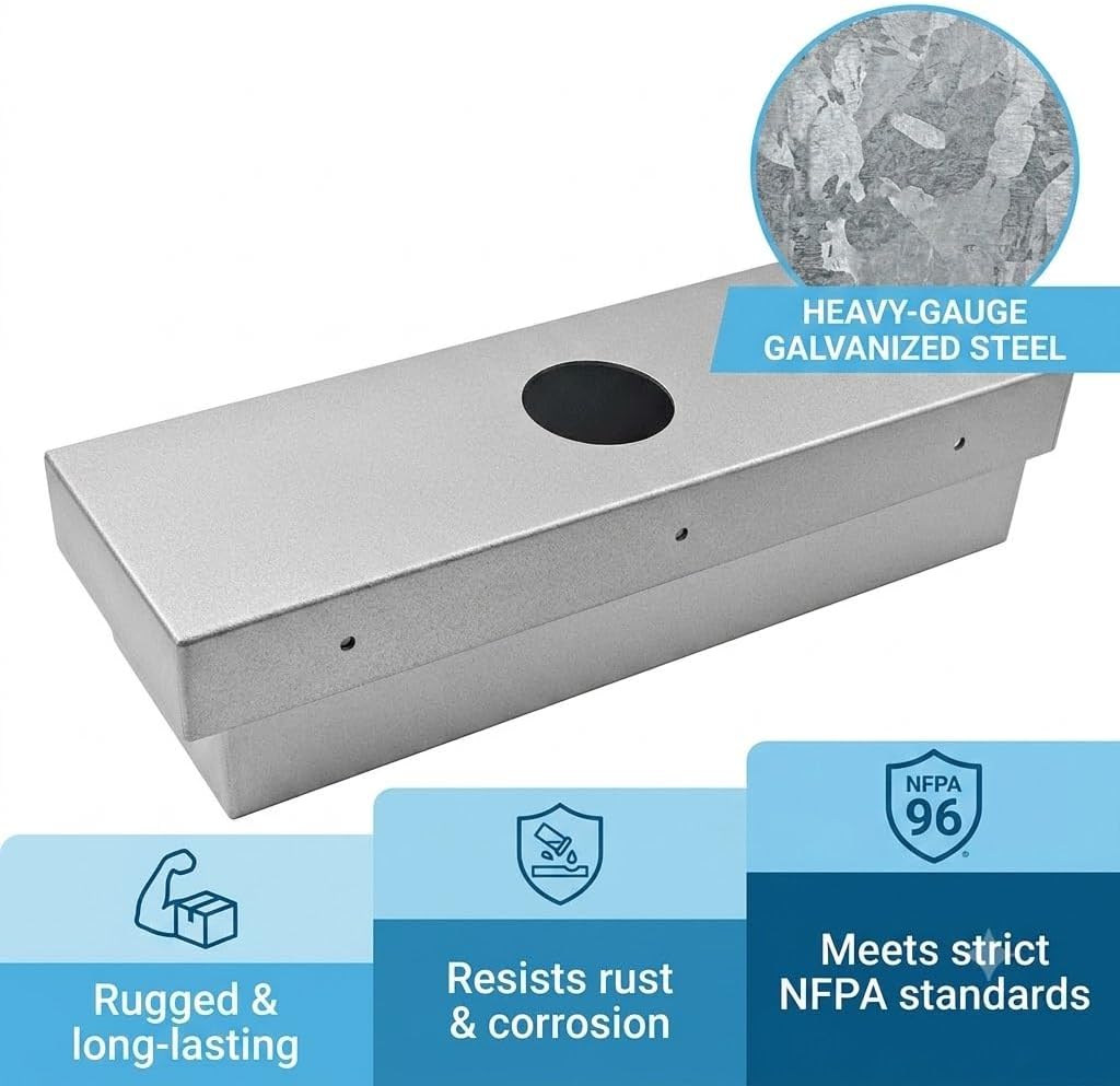 Grease Box for Commercial Exhaust Fans Includes Downspout