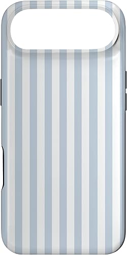 Miniatura 27 de Funda con patrón geométrico a rayas blancas y azul claro para iPhone 16