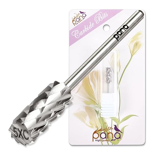 Vista 217 de USA PANA - Broca profesional de carburo de barril pequeño con parte superior plana, grano grueso 5X a grano extrafino, dorado, plateado, negro DLC