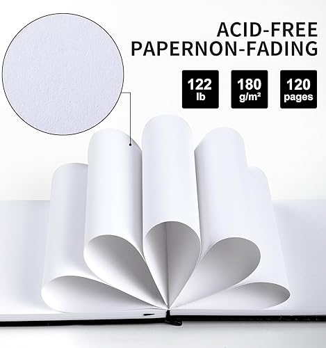 Vista 36 de Cuaderno de bocetos cuadrado para dibujo, libro de bocetos de 120 páginas, papel grueso de 122 libras/180 GSM, cuaderno de bocetos de medios mixtos
