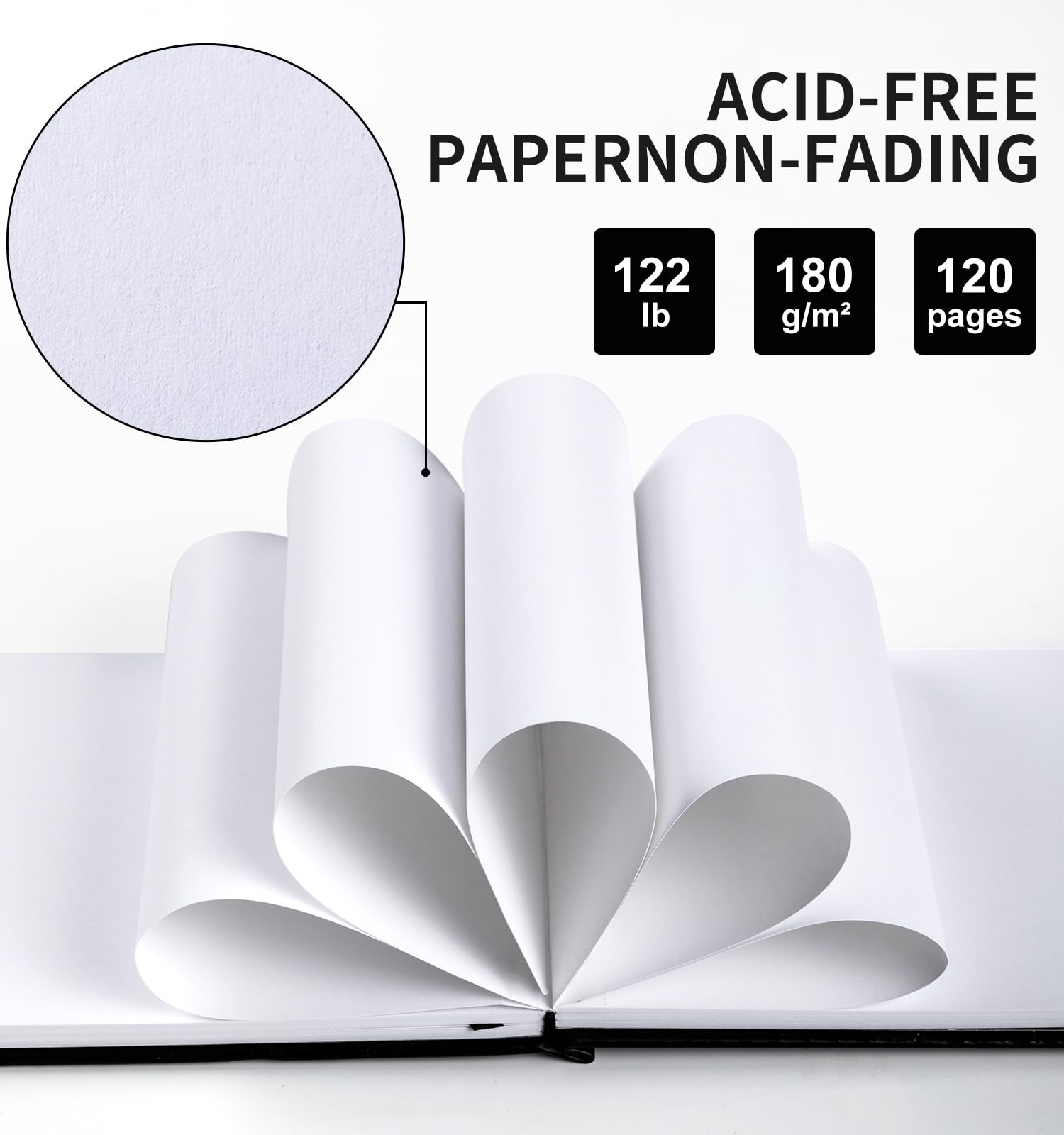 Carnet de croquis pour dessin, 120 pages, papier épais de 55,3 kg/180 g/m²