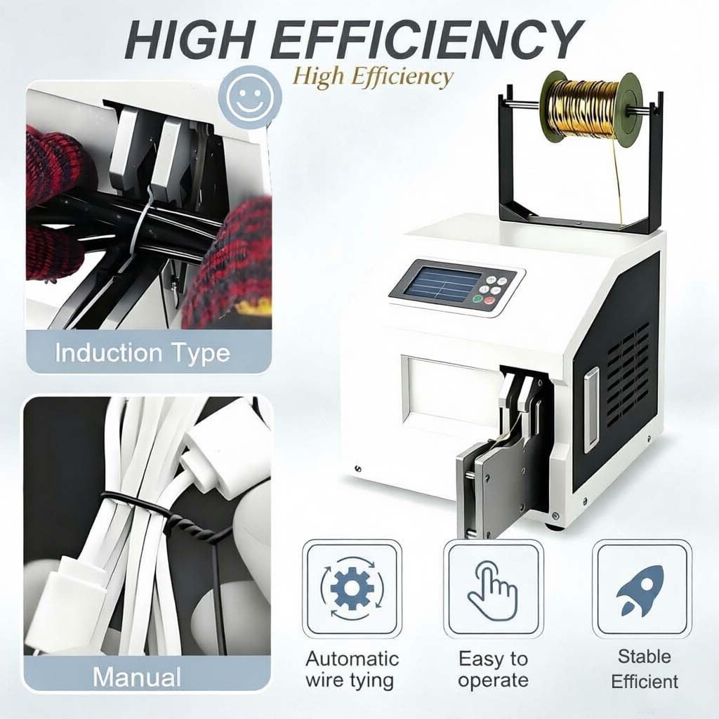 Macchina Automatica per Legatura a Torsione, 400W Black | con 1 rotolo di filo metallico per fascette, macchina sigillatrice automatica, supporta diametri da 5 a 30 mm