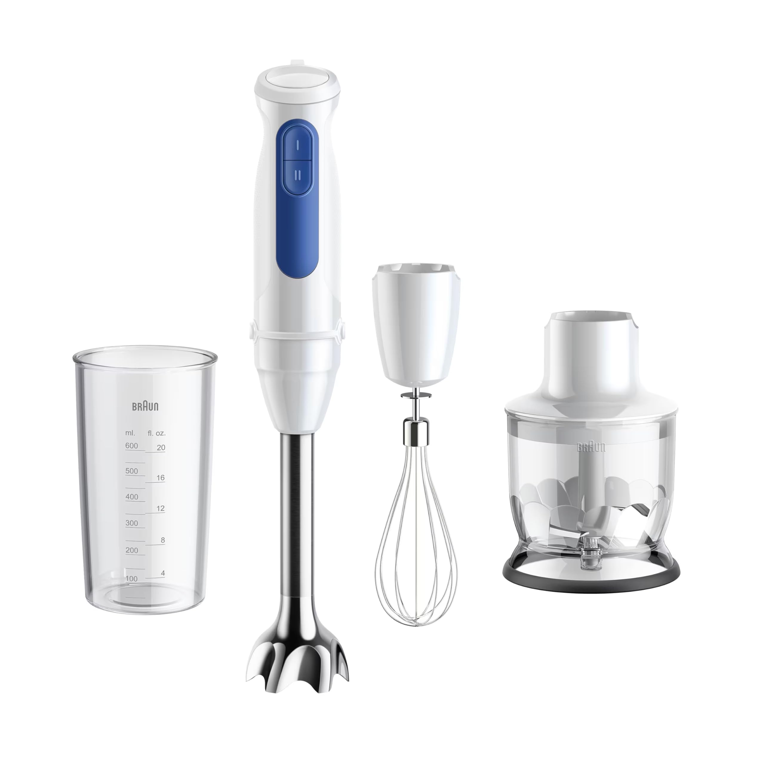 Braun MultiQuick 3 MQ30.202M, Minipimer Tecnologia PowerBell VPlus, 2 Velocidades + Turbo, Sistema EasyClick Plus para Accesorios, Antisalpicaduras, Picador de 350ml, Vaso de 600ml, 900W, Negro