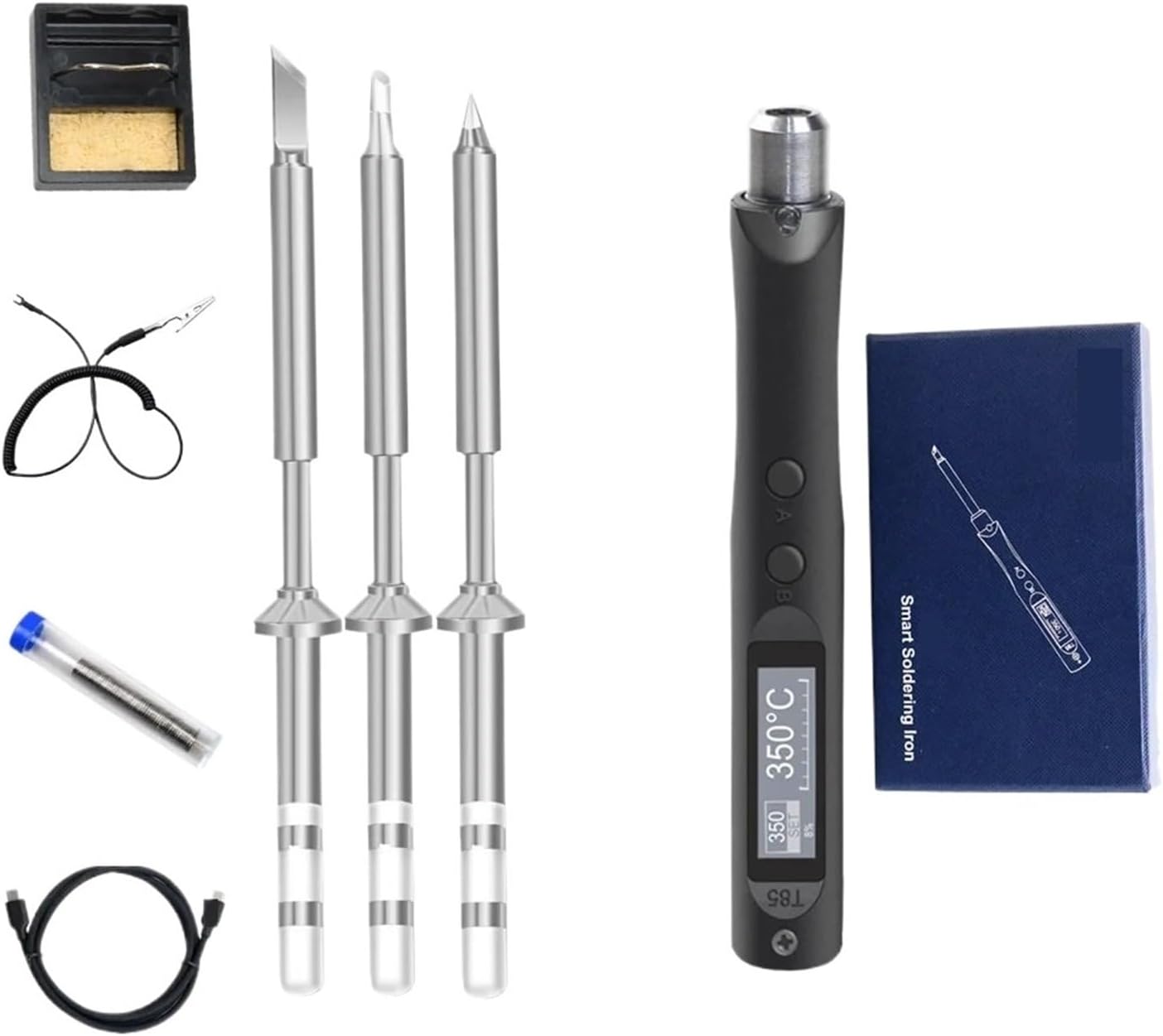Soldering Iron Kit Electric Soldering Iron Kit with Iron Tip 65W Repair Tool Soldering Station Pencil Smart Portable Iron (T85 with 2Pcs Ts Tip)