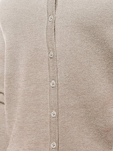 Basic Solid V-Neck Button Closure Long Sleeves Sweater Cardigan Khaki L #TOP4