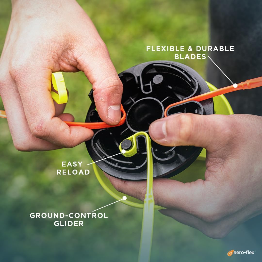 Aero-Flex® Universal Replacement Trimmer Head - Four Flexible line Blades - Fast & Easy to Change Flexible Blades | Saves Time - No More Trimmer Line