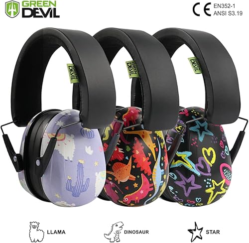 Miniatura 2 de GREEN DEVIL Paquete de 3 orejeras de protección auditiva para niños, 27 dB con cancelación de ruido, auriculares para niños pequeños a adolescentes