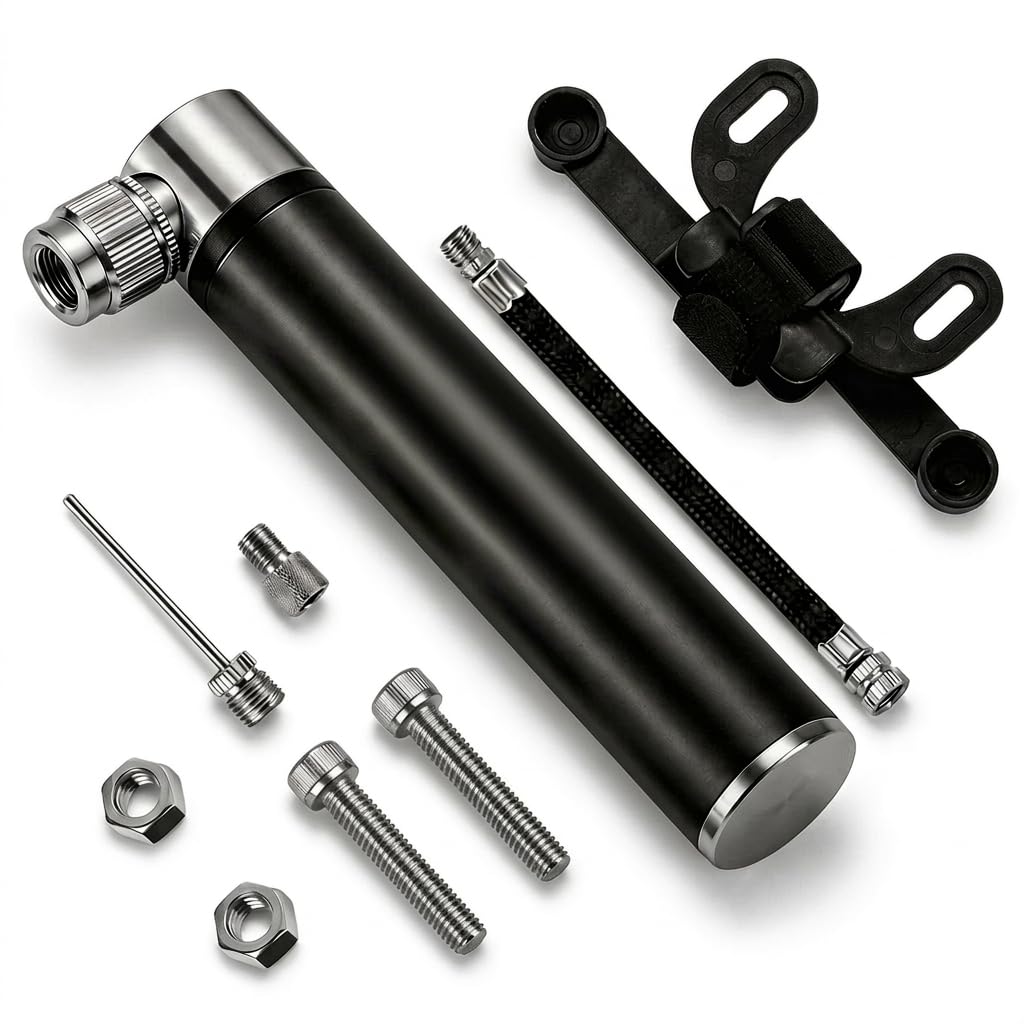 Portable Mini Bike Pump Aluminum Alloy Bicycle Pump Fast Inflation Presta and Schrader Valve Hand Cycling Tyre Pumps Cycle Tire Air Pumps with Mount Kit for Road Mountain BMX Bikes