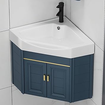 Wall Mounted Bathroom Sink, Corner Wall Mount Bathroom Sink, Bathroom Sink, Bathroom Sink with Storage Container Size 48cm/19in