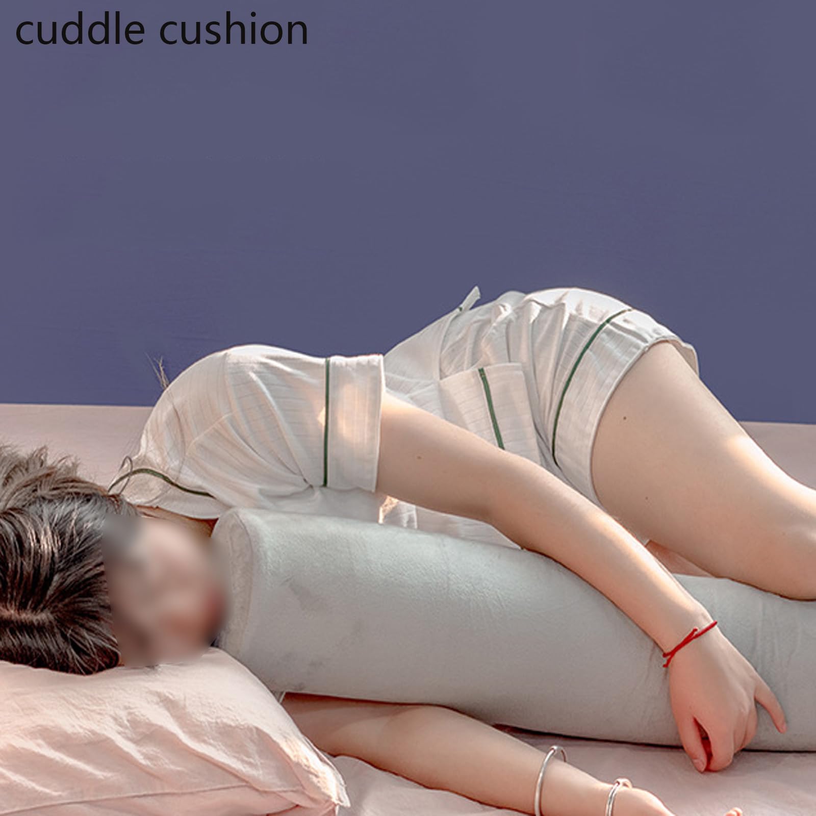 Almohada larga transpirable para soporte de cuello, espalda y piernas, cómoda almohada enrollable de forma redonda, cojín de respaldo duradero de felpa (gris, 15 x 80 cm)
