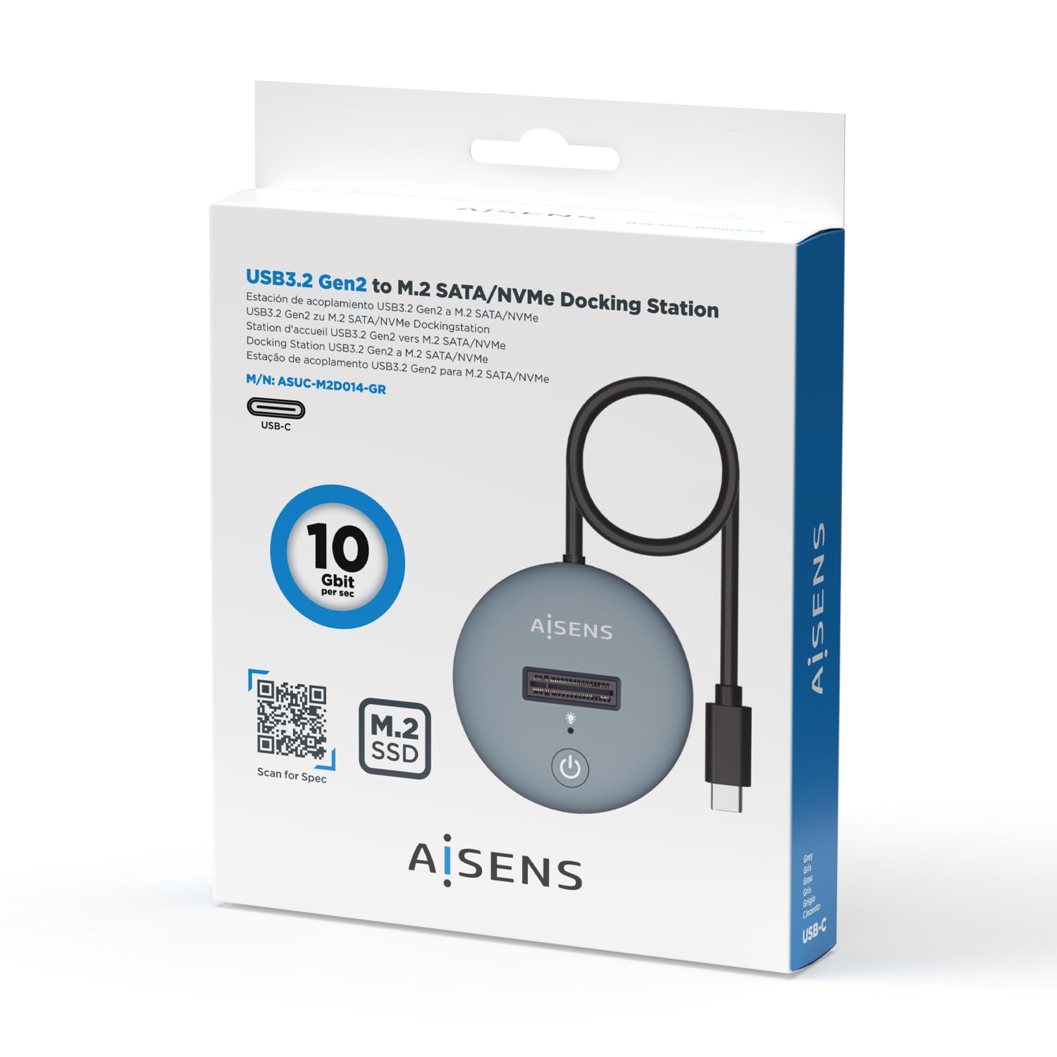 AISENS - ASUC-M2D014-GR - USB-C Dock M.2 (NGFF) Asuc-M2D014-Gr SATA/NVMe A USB3.1 Gen2, Grigio