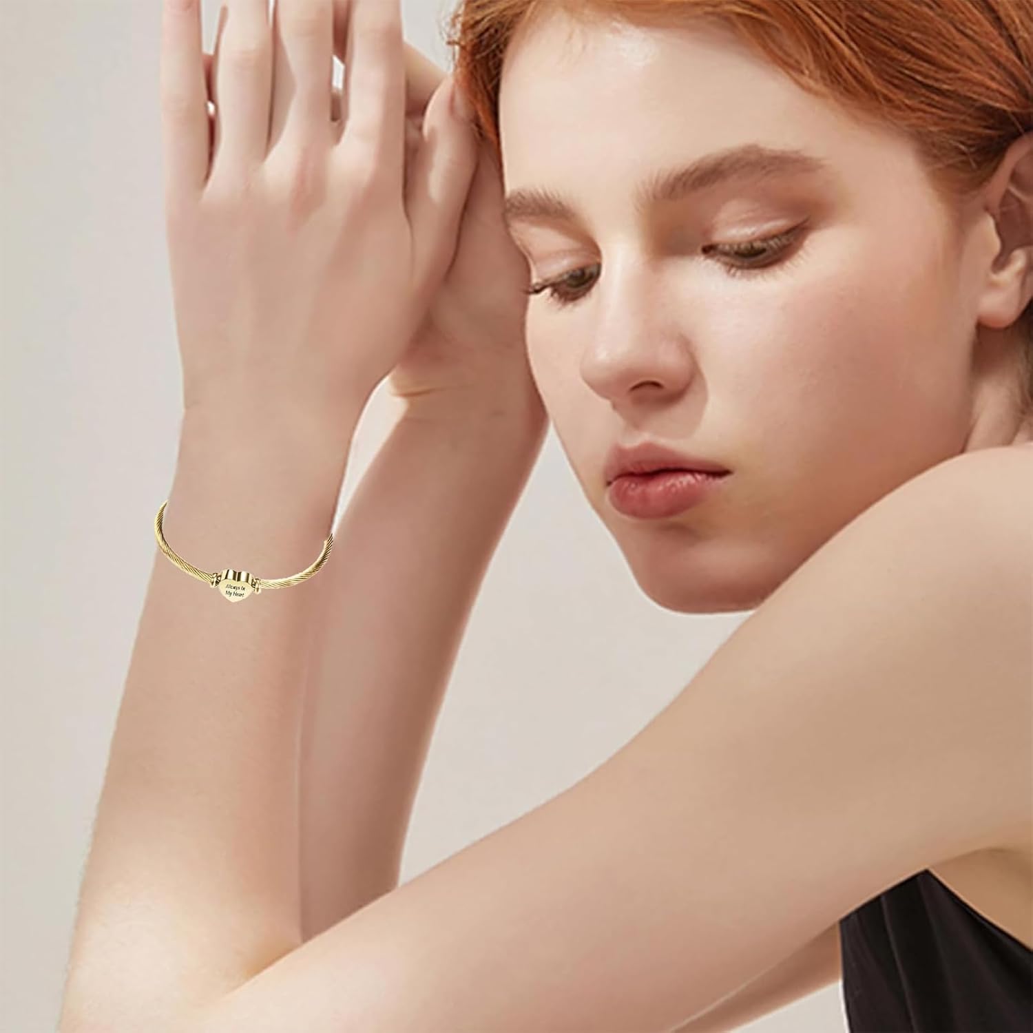 zeqingjw Heart Cremation Bracelet for Ashes Stainless Steel Urn Bangle Bracelet Memorial Keepsake Ash Jewelry for Women Men - Image 8