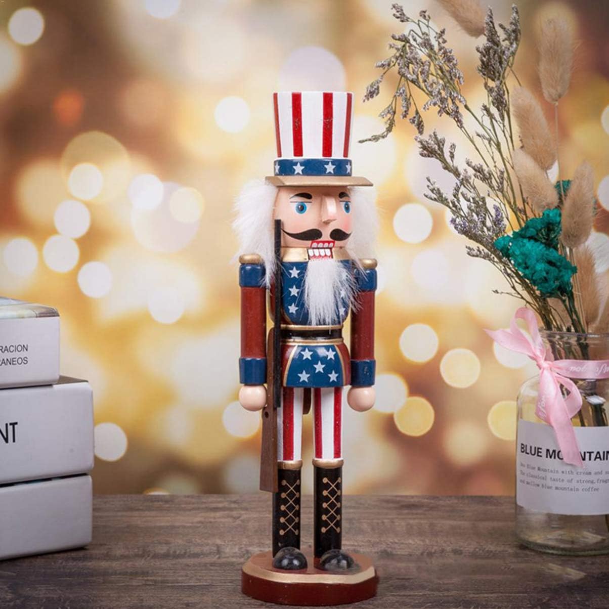 BESPORTBLE Nutcracker Puppet, 9.8inch Christmas Decorative Nutcracker - American Independence Day Nutcracker Figurine
