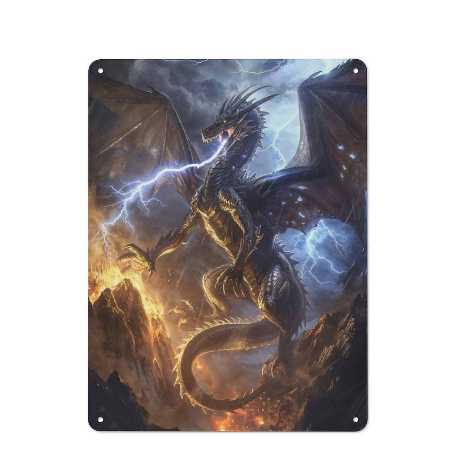 Metal Sign 40x30cm with Thunderstorm Dragon for Workshop Wall, Rustic Decor, for Collectors Decorating Workshops And Hobby Rooms