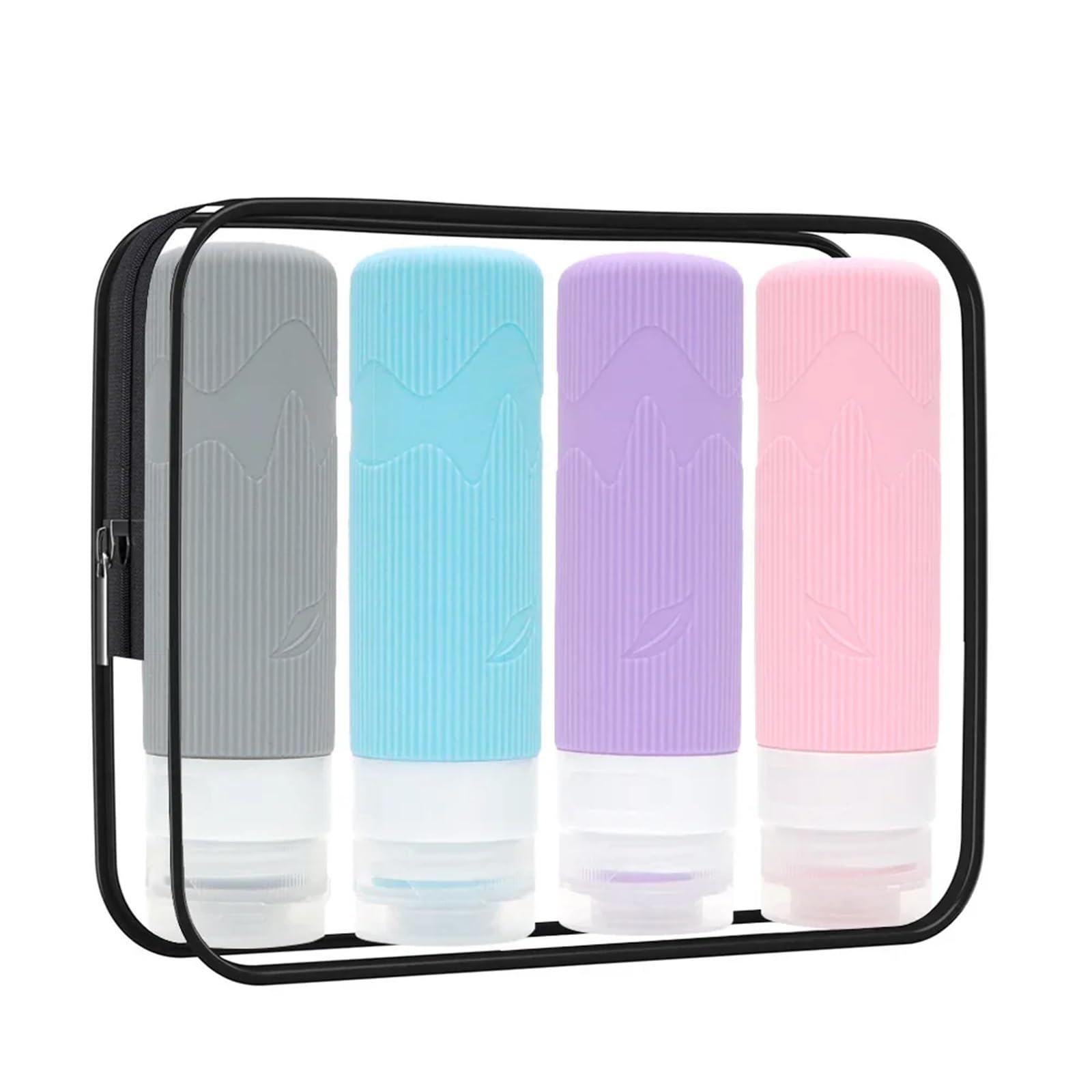ZHSOAO 4pcs/set Toiletries Cosmetic Containers Leak Proof Squeezable Silicone Travel Bottles Portable Skin Care Lotion Separate for Travel(90ml)
