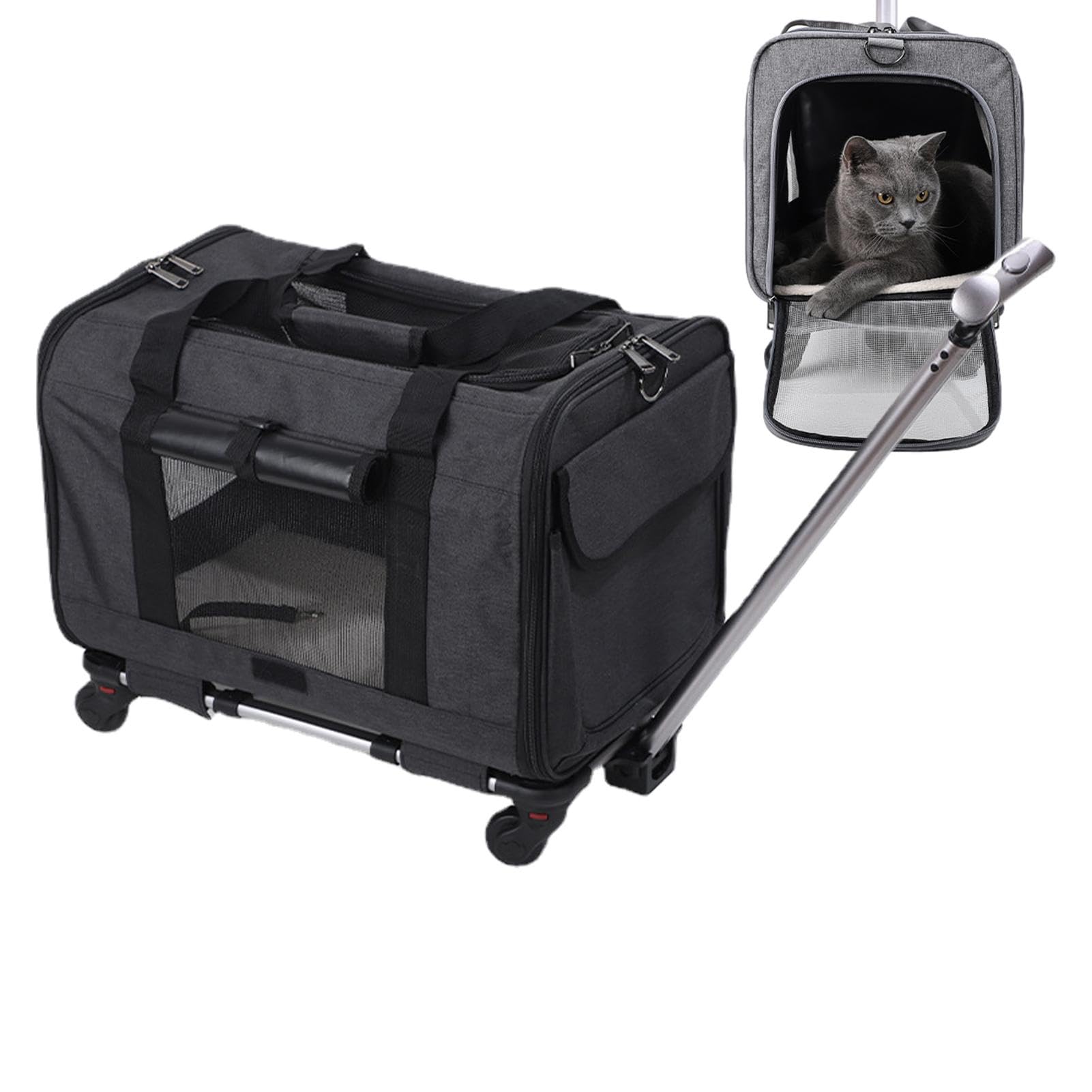 Transportín para Gatos Grande | Transportín para Perros y Gatos pequeños | con Ruedas - de Viaje para Perros pequeños, transportín Suave y Deslizante para Gatos Que Viven en casa,