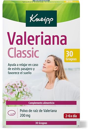 Kneipp, Valeriana Classic, Tranquilizante Natural para Dormir, Pastillas de Valeriana, Efecto Relajante, Alivian el Estrés y Favorecen el Sueño, 30 Grageas (200 mg)