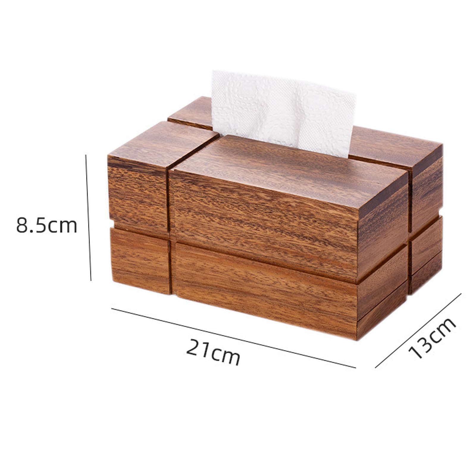 Porta fazzoletti in Legno di Noce con Decorazione a Croce, Coperchio a Scomparsa, Finitura con Olio vegetale per casa, Bagno e Auto.
