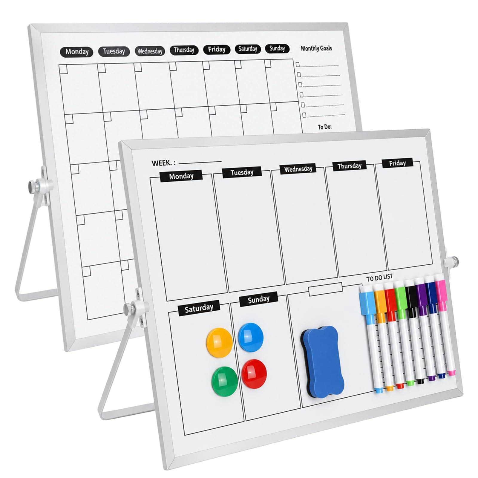 Whiteboard with Stand, Weekly and Monthly Planner for Whiteboard Calendar