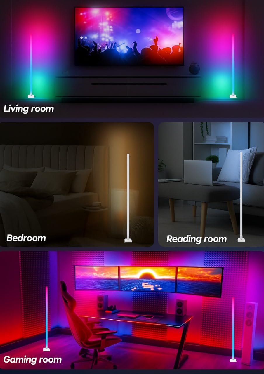 Nexlum Smart RGBIC LED Corner Floor Lamp with Music Sync, 45" Dimmable Standing Lamp - Image 3