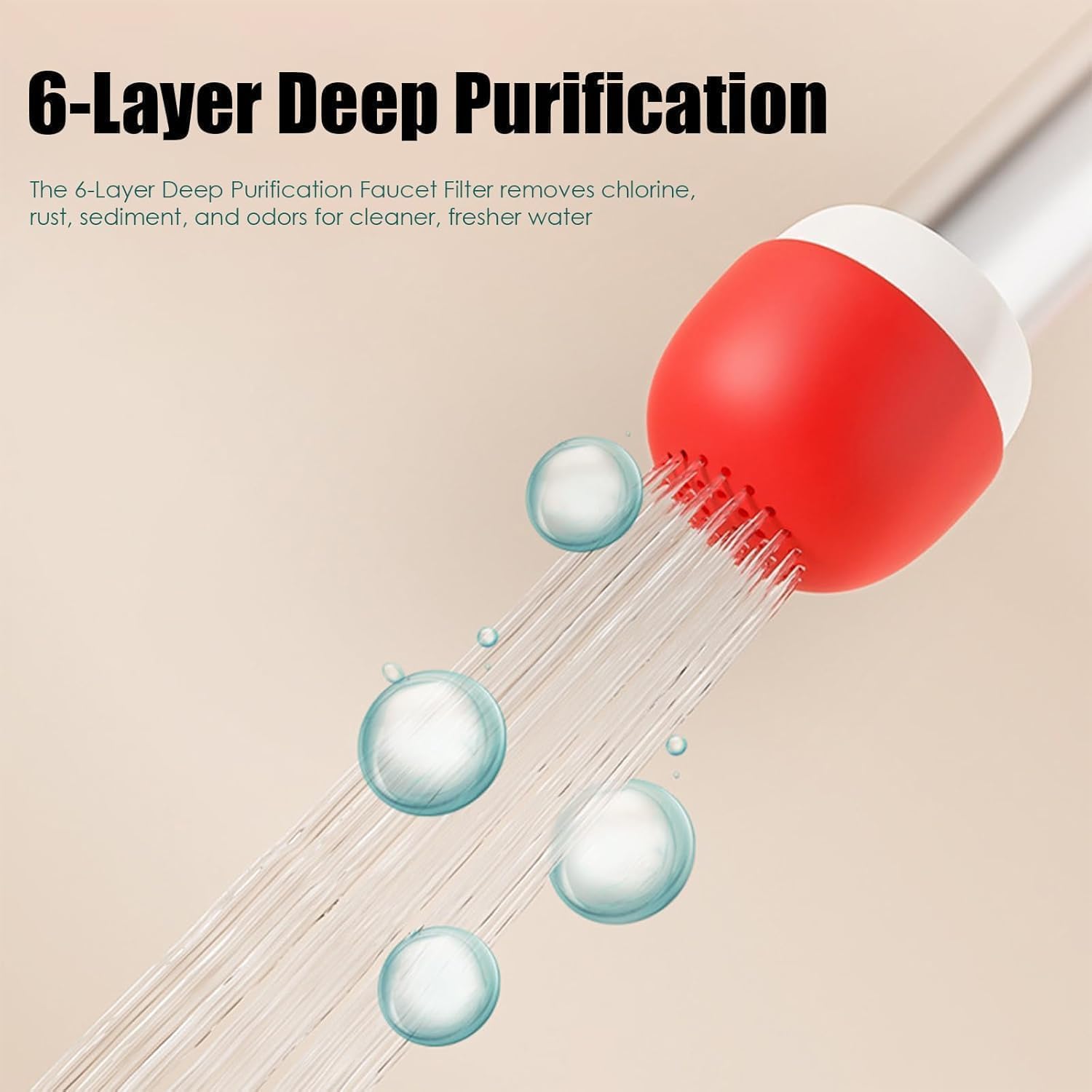 6-Layer Deep Purification Faucet Filter Mushroom-Head Faucet Filter Faucet-Mounted Tap Filter Water Purifier Replacements for Home Bathroom Removes — view 3