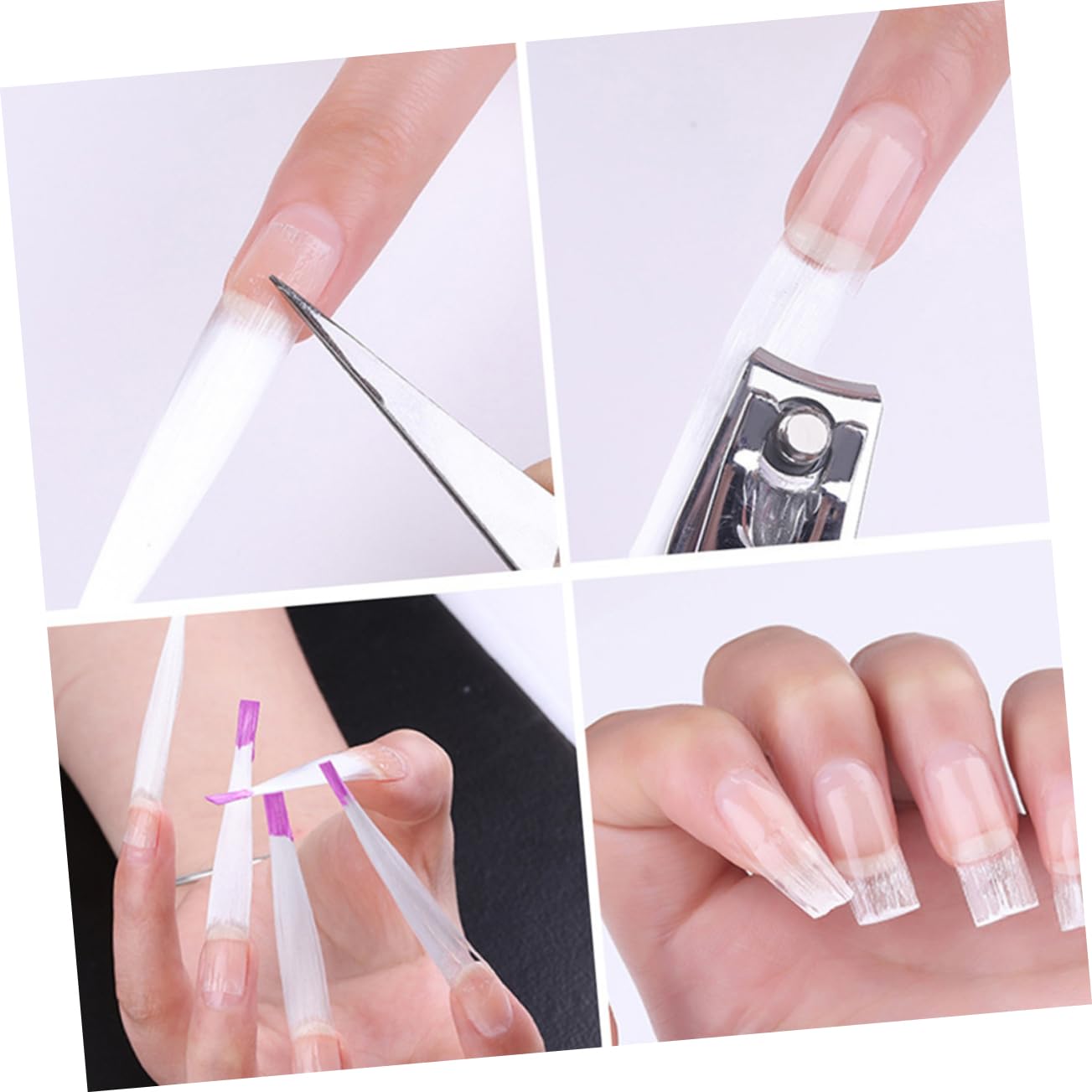 BESTYASH 100pcs Fiberglass Nail Tips for Manicure Extensions and Shape Easy Application for Home Salon Use Lightweight Nail Designs